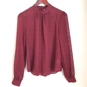 Free people flowy sheer blouse wine color Size M